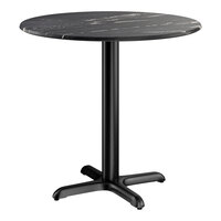 Lancaster Table & Seating Excalibur 32" Round Standard Height Table with Smooth Letizia Finish and Cross Base Plate
