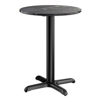 Lancaster Table & Seating Excalibur 24" Round Standard Height Table with Smooth Letizia Finish and Cross Base Plate