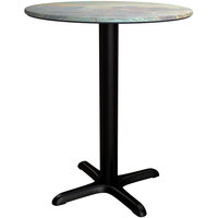 Lancaster Table & Seating Excalibur 32" Round Standard Height Table with Textured Canyon Painted Metal Finish and Cross Base Plate