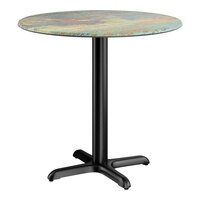 Lancaster Table & Seating Excalibur 32" Round Standard Height Table with Textured Canyon Painted Faux Metal Finish and Cross Base Plate
