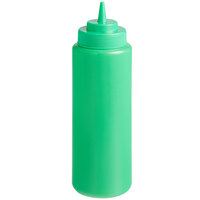 Choice 32 oz. Green Wide Mouth Squeeze Bottle - 6/Pack