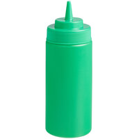 Choice 16 oz. Green Wide Mouth Squeeze Bottle - 6/Pack