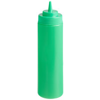 Choice 24 oz. Green Wide Mouth Squeeze Bottle - 6/Pack