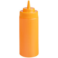 Choice 16 oz. Orange Wide Mouth Squeeze Bottle - 6/Pack