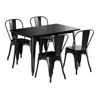 Lancaster Table & Seating Alloy Series 47 1/2" x 29 1/2" Onyx Black Standard Height Outdoor Table with 4 Cafe Chairs