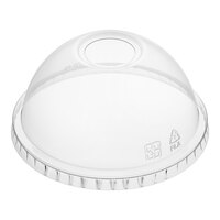 EcoChoice 9, 12, 16, 20 & 24 oz. PLA Compostable Plastic Cold Cup Dome Lid with Opening - 1,000/Case