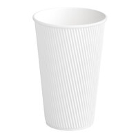 Choice 16 oz. Sleeveless Ripple Wall White Paper Hot Cup - 25/Pack