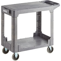 Lavex Medium 2-Shelf Utility Cart with Flat Top and Built-In Tool Compartment - 38" x 18 3/4" x 32 1/4"