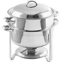 Choice Deluxe 14 Qt. Round Chrome Accent Soup Chafer