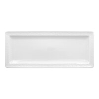 RAK Porcelain Charm 11 7/16" x 4 3/4" Bright White Embossed Rectangular Flat Porcelain Plate - 12/Case