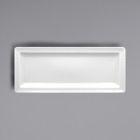 RAK Porcelain SOPCLRP29 Soul 11 7/16" x 4 3/4" Bright White Embossed Rectangular Flat Porcelain Plate - 12/Case