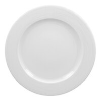 RAK Porcelain Helm 10 5/8" Bright White Embossed Wide Rim Round Flat Porcelain Plate - 12/Case