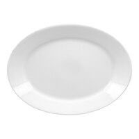RAK Porcelain Helm 12 5/8" x 9 1/4" Bright White Embossed Oval Deep Porcelain Plate - 6/Case