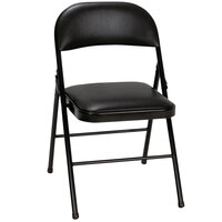 Bridgeport Essentials C993BP14BLK4E Black Vinyl Padded Folding Chair with Steel Powder Coated Frame - 4/Pack