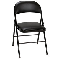 Bridgeport Essentials C993BP14BLK2E Black Vinyl Padded Folding Chair with Steel Powder Coated Frame - 2/Pack