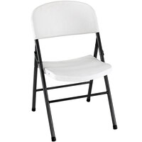 Bridgeport Essentials C867BP14WSP4S White Speckle Resin Folding Chair with Steel Powder Coated Frame   - 4/Pack