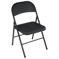 Bridgeport Essentials C711BP1405XE Black Steel Folding Chair with Contoured Seat Back - 4/Pack