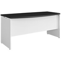 Bridgeport 9319296 V-2 Gray / White Executive Desk with Side Wire Management Slots and Trough