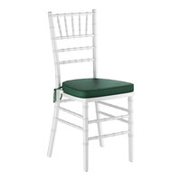 Lancaster Table & Seating White Wood Chiavari Chair with Green Cushion
