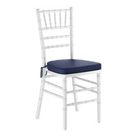 Lancaster Table & Seating White Wood Chiavari Chair with Navy Blue Cushion