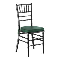 Lancaster Table & Seating Black Wood Chiavari Chair with Green Cushion