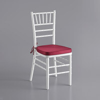 Lancaster Table & Seating White Wood Chiavari Chair with Wine Red Cushion