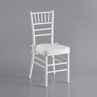 Lancaster Table & Seating White Wood Chiavari Chair with White Cushion