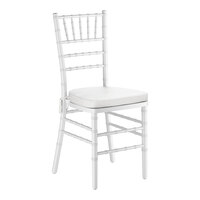 Lancaster Table & Seating White Wood Chiavari Chair with White Cushion