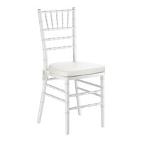 Lancaster Table & Seating White Wood Chiavari Chair with Ivory Cushion