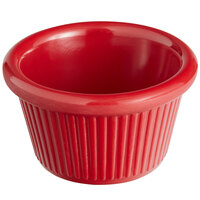 Acopa 1.5 oz. Red Fluted Melamine Ramekin - 12/Case