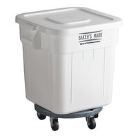 Baker's Mark 32 Gallon / 510 Cup White Flat Top Mobile Ingredient Storage Bin with Lid