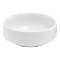 Front of the House Monaco 3 oz. Bright White Round Stackable Porcelain Ramekin - 12/Case