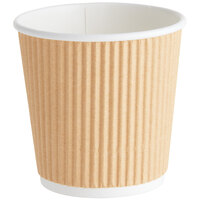 Choice 4 oz. Sleeveless Ripple Wall Kraft Paper Hot Cup - 25/Pack