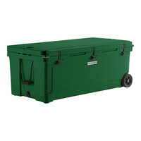 CaterGator CG200HGW 210 Qt. Hunter Green Mobile Rotomolded Outdoor Cooler / Ice Chest