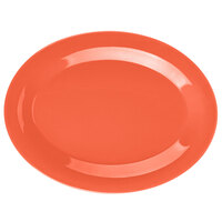 GET OP-950-RO Diamond Mardi Gras 9 3/4" x 7 1/4" Rio Orange Oval Melamine Platter - 24/Case