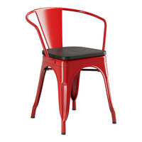 Lancaster Table & Seating Alloy Series Ruby Red Indoor Arm Chair with Black Wood Seat