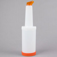 Carlisle PS601N24 Store 'N Pour 1 Qt. White Container with Orange Spout and Cap