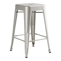 Lancaster Table & Seating Alloy Series Silver Indoor Backless Counter Height Stool