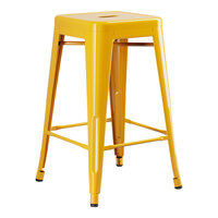 Lancaster Table & Seating Alloy Series Citrine Yellow Outdoor Backless Counter Height Stool