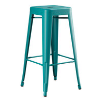 Lancaster Table & Seating Alloy Series Teal Topaz Outdoor Backless Barstool