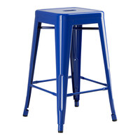 Lancaster Table & Seating Alloy Series Blue Quartz Outdoor Backless Counter Height Stool