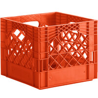 Orange 16 Qt. Square Milk Crate - 13" x 13" x 11"