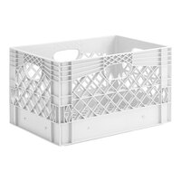 White 24 Qt. Rectangular Milk Crate - 18 3/4" x 13" x 11"