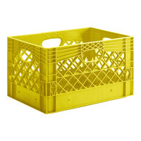 Yellow 24 Qt. Rectangular Milk Crate - 18 3/4" x 13" x 11"