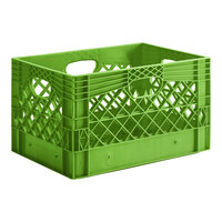 Lime Green 24 Qt. Rectangular Milk Crate - 18 3/4" x 13" x 11"