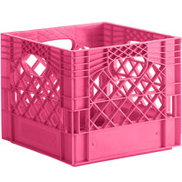 Pink 16 Qt. Square Milk Crate - 13" x 13" x 11"