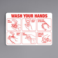 "Wash Your Hands" Engineer-Grade Reflective Red / White Aluminum Sign with Symbols - 10" x 7"
