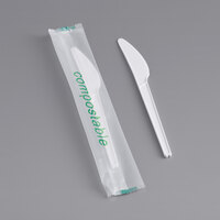 EcoChoice Wrapped Heavy Weight Compostable 6 1/2" White CPLA Knife - 500/Case