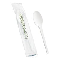 EcoChoice Wrapped Heavy Weight Compostable 6 1/2" White CPLA Spoon - 500/Case