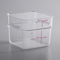 Carlisle 6 Qt. Allergen-Free Clear Square Polycarbonate Food Storage Container